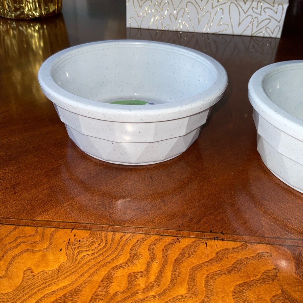 Pet Bowls Light Gray Crock Heavyweight, (dog or cat) made in USA NWT set of 2